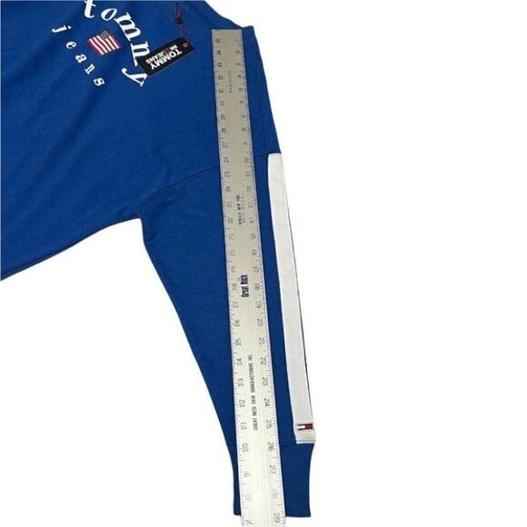 Tommy Jeans Women’s S Oversized‎ Logo Sweatshirt Flag Stripe Longline Lounge Red - Picture 4 of 10